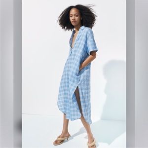 Zara blue gingham tunic dress